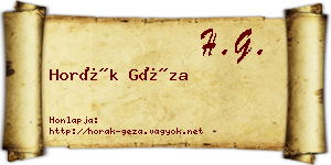 Horák Géza névjegykártya